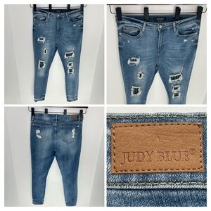 Judy Blue Jeans Womens 13/31 Skinny Fit Mid Rise Distressed JB88181 34x28